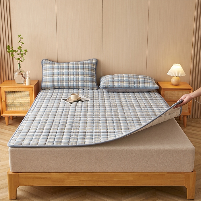 91家纺网 家纺一手货源 找家纺 缦吉 2025款加厚新疆棉花床垫床褥床护垫床单 简兮蓝