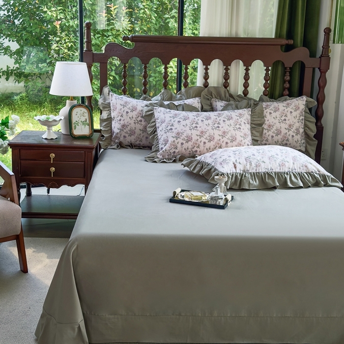 91家纺网 家纺一手货源 找家纺 （总）由丽家纺 2025新款法式花边款全棉纯棉磨毛四件套