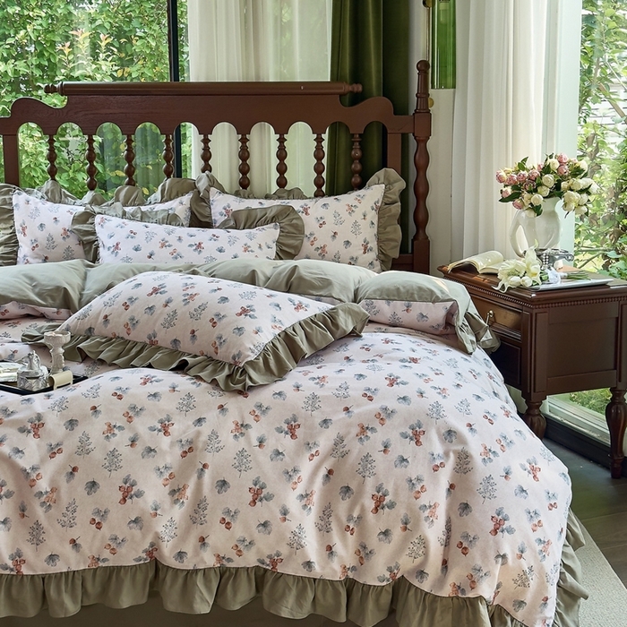 91家纺网 家纺一手货源 找家纺 （总）由丽家纺 2025新款法式花边款全棉纯棉磨毛四件套