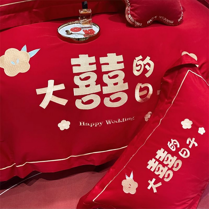 91家纺网 家纺一手货源 找家纺 甜咪咪婚庆 2025新款天丝棉磨毛婚庆结婚四件套多件套特价花型卖完为止 喜临门