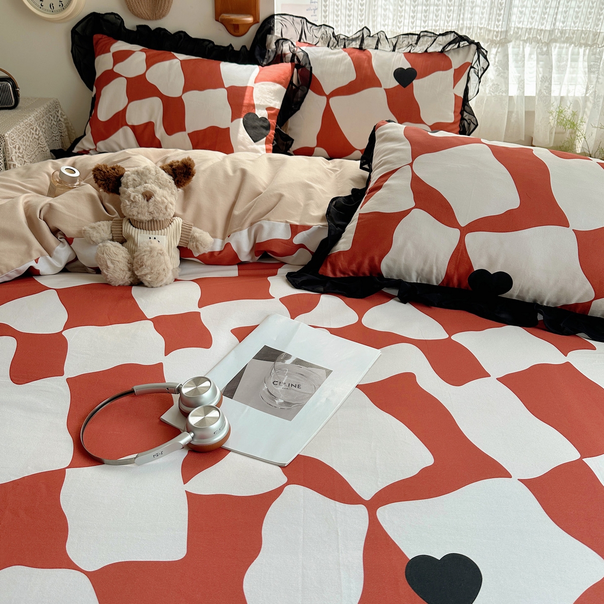 91家纺网 家纺一手货源 找家纺 （总）雅居纺家纺 2025新款全棉纯棉赫本风磨毛蕾丝花边四件套-风格一