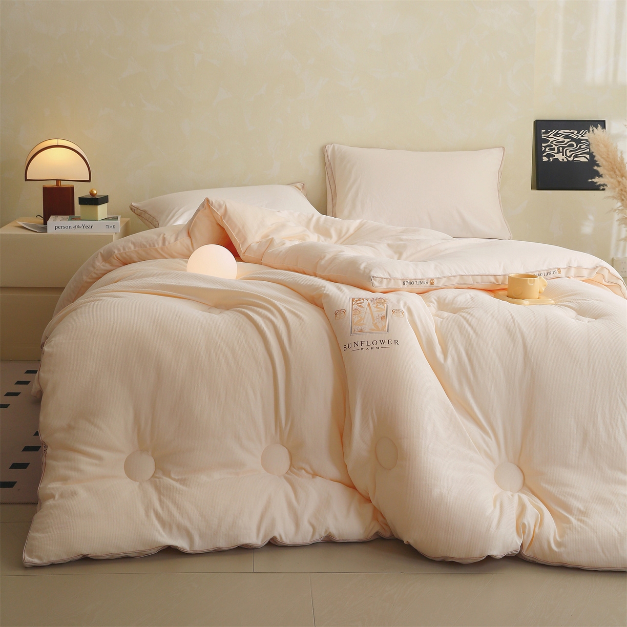 91家纺网 家纺一手货源 找家纺 宝士康家纺 2025新品10A抗菌立体向阳春秋被/冬被/被芯/跨境/外贸-金阙朝岚 金阙朝岚-米色