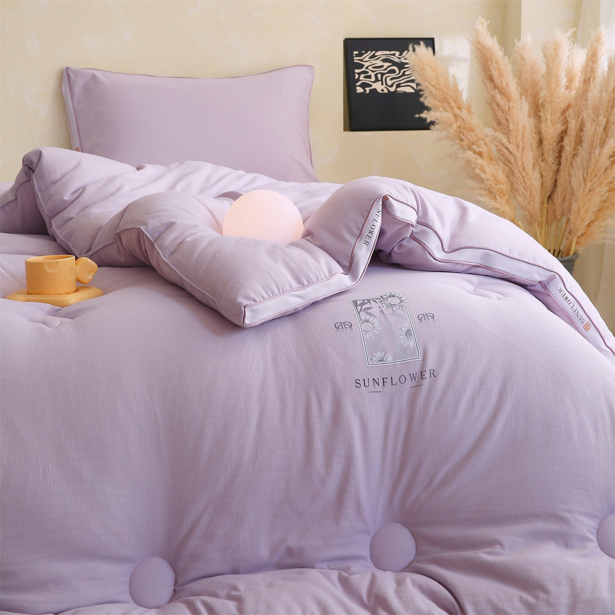 91家纺网 家纺一手货源 找家纺 宝士康家纺 2025新品10A抗菌立体向阳春秋被/冬被/被芯/跨境/外贸-金阙朝岚 金阙朝岚-紫色