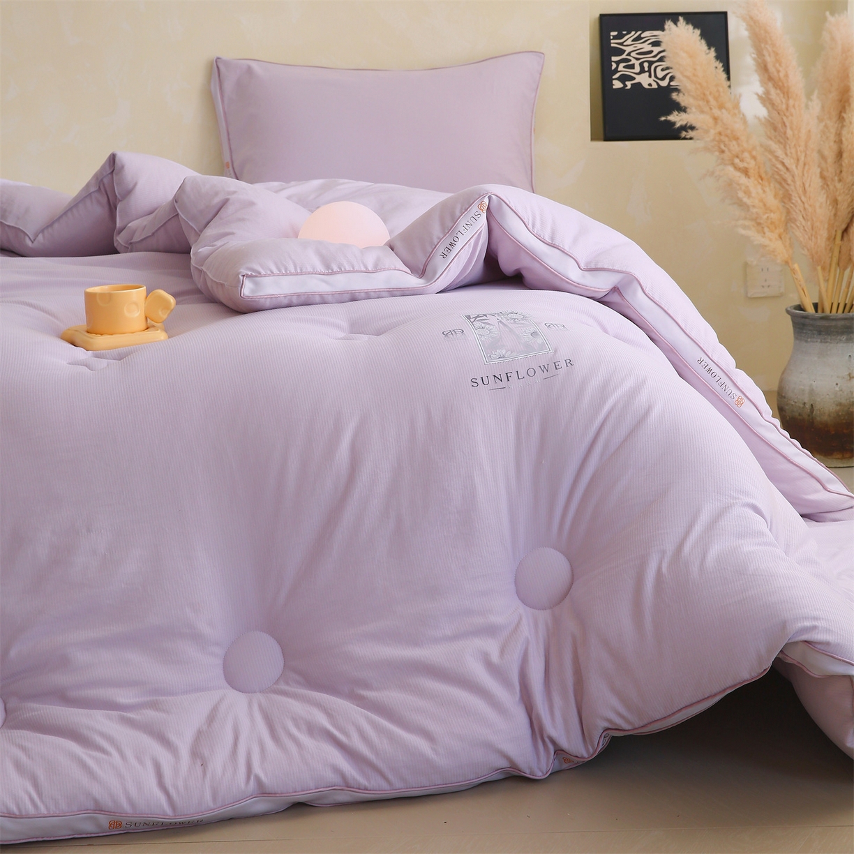 91家纺网 家纺一手货源 找家纺 宝士康家纺 2025新品10A抗菌立体向阳春秋被/冬被/被芯/跨境/外贸-金阙朝岚 金阙朝岚-紫色