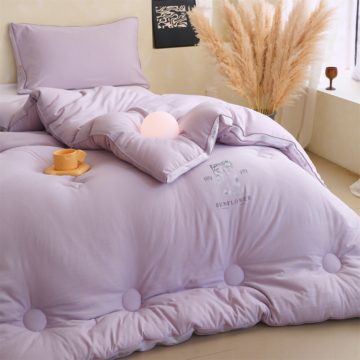 91家纺网 家纺一手货源 找家纺 宝士康家纺 2025新品10A抗菌立体向阳春秋被/冬被/被芯/跨境/外贸-金阙朝岚 金阙朝岚-紫色