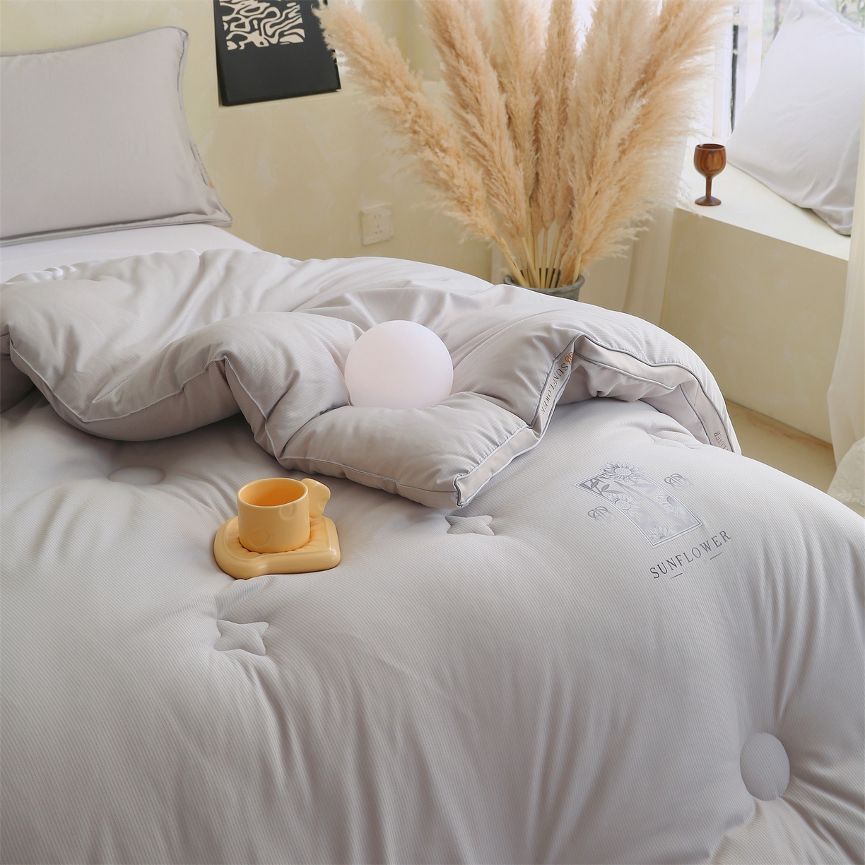 91家纺网 家纺一手货源 找家纺 宝士康家纺 2025新品10A抗菌立体向阳春秋被/冬被/被芯/跨境/外贸-金阙朝岚 金阙朝岚-灰色