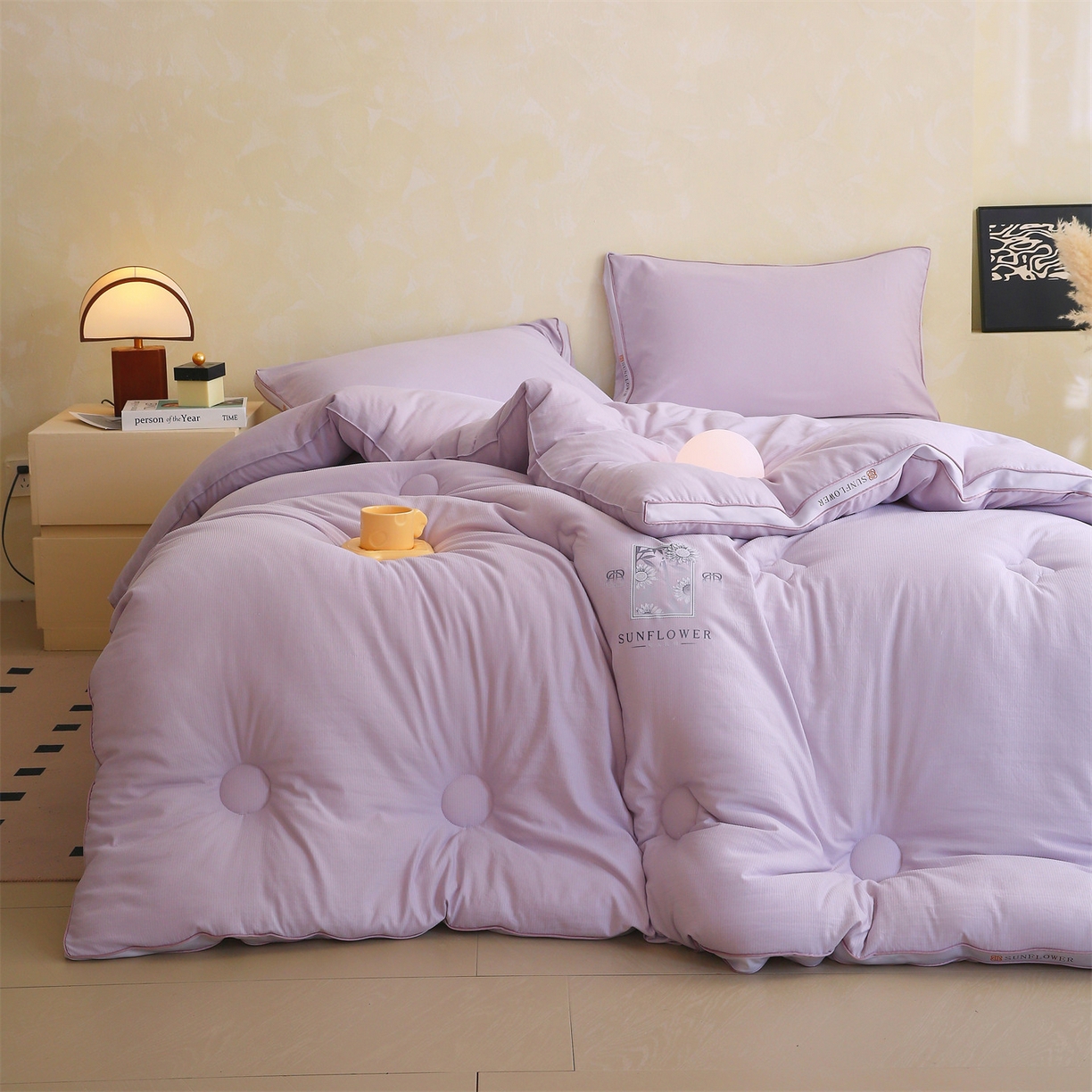 91家纺网 家纺一手货源 找家纺 宝士康家纺 2025新品10A抗菌立体向阳春秋被/冬被/被芯/跨境/外贸-金阙朝岚 金阙朝岚-紫色