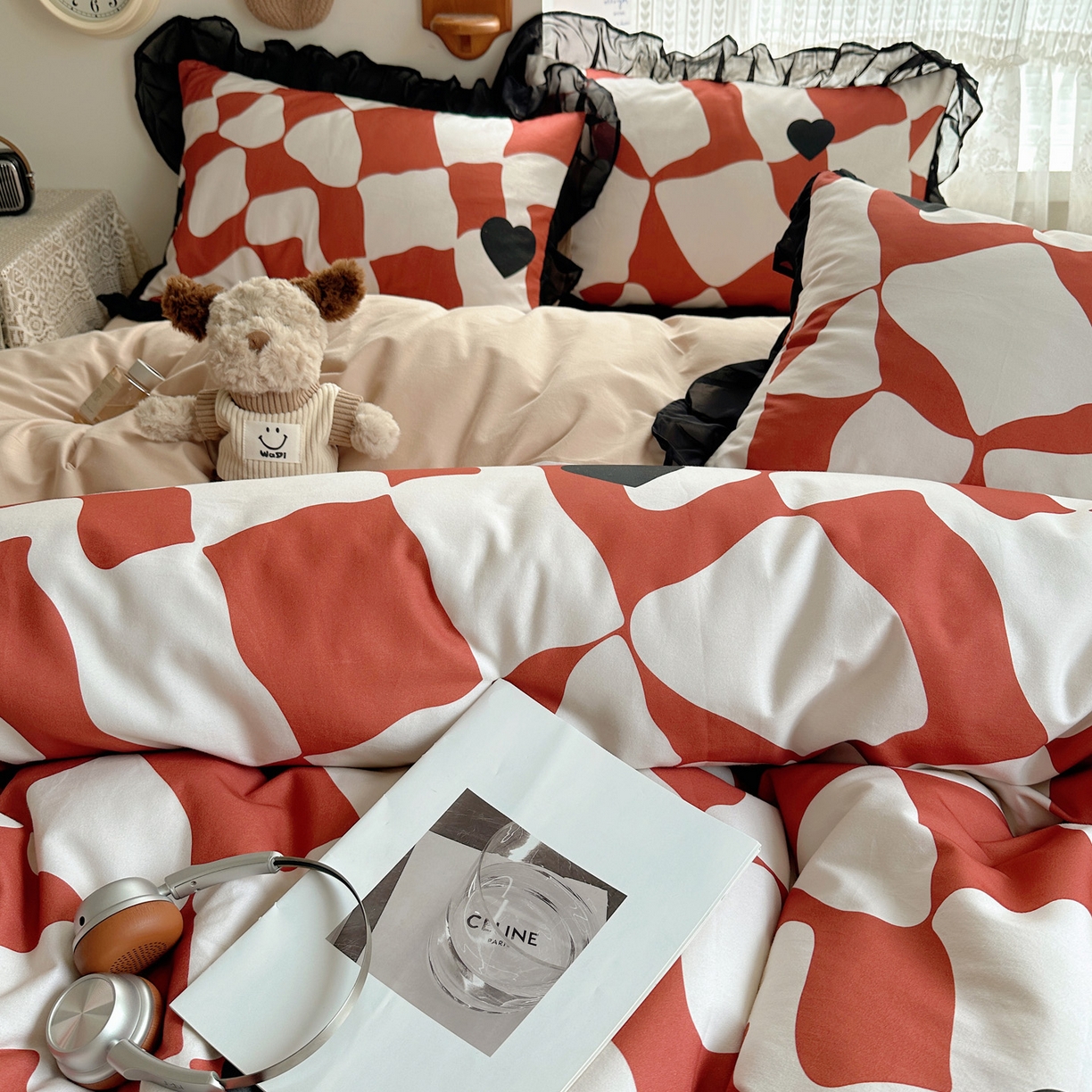 91家纺网 家纺一手货源 找家纺 （总）雅居纺家纺 2025新款全棉纯棉赫本风磨毛蕾丝花边四件套-风格一