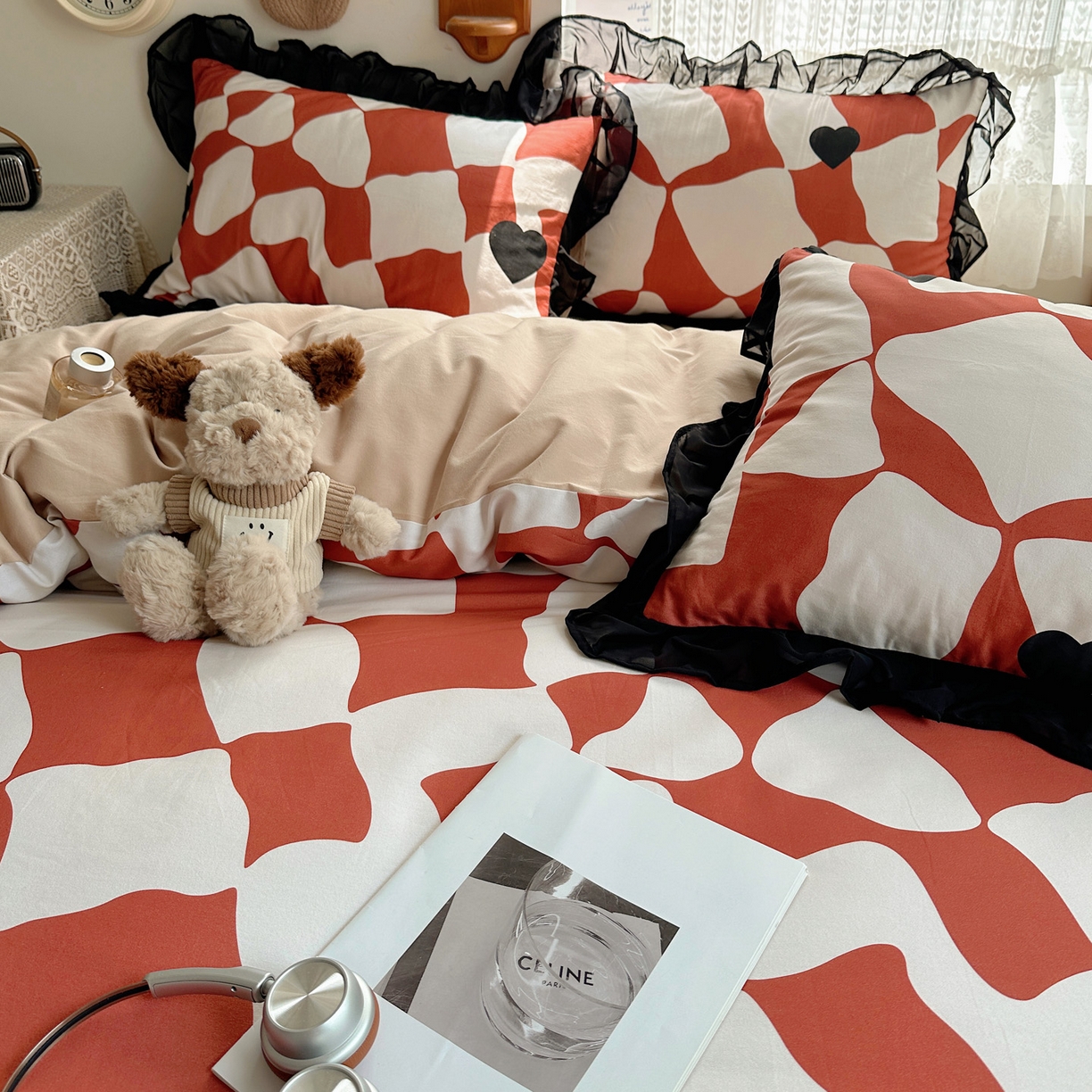 91家纺网 家纺一手货源 找家纺 （总）雅居纺家纺 2025新款全棉纯棉赫本风磨毛蕾丝花边四件套-风格一