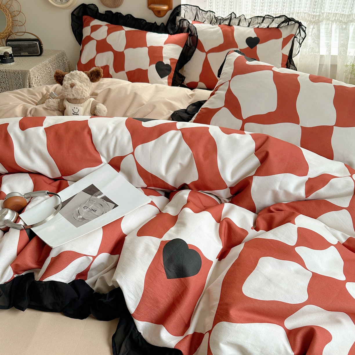 91家纺网 家纺一手货源 找家纺 （总）雅居纺家纺 2025新款全棉纯棉赫本风磨毛蕾丝花边四件套-风格一