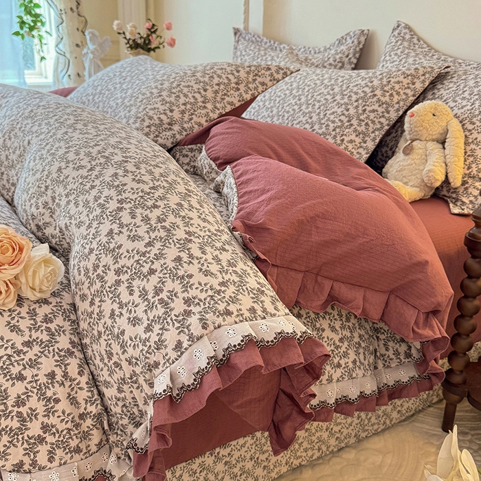 91家纺网 家纺一手货源 找家纺 （总）韩约家纺 2025秋冬加厚1双层刺绣花边床单款棉麻四件套