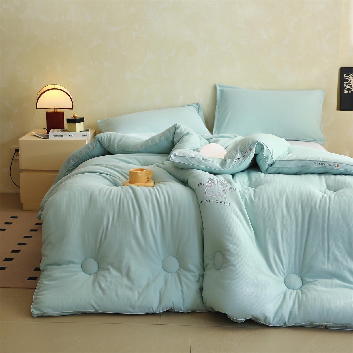 91家纺网 家纺一手货源 找家纺 宝士康家纺 2025新品10A抗菌立体向阳春秋被/冬被/被芯/跨境/外贸-金阙朝岚 金阙朝岚-绿色