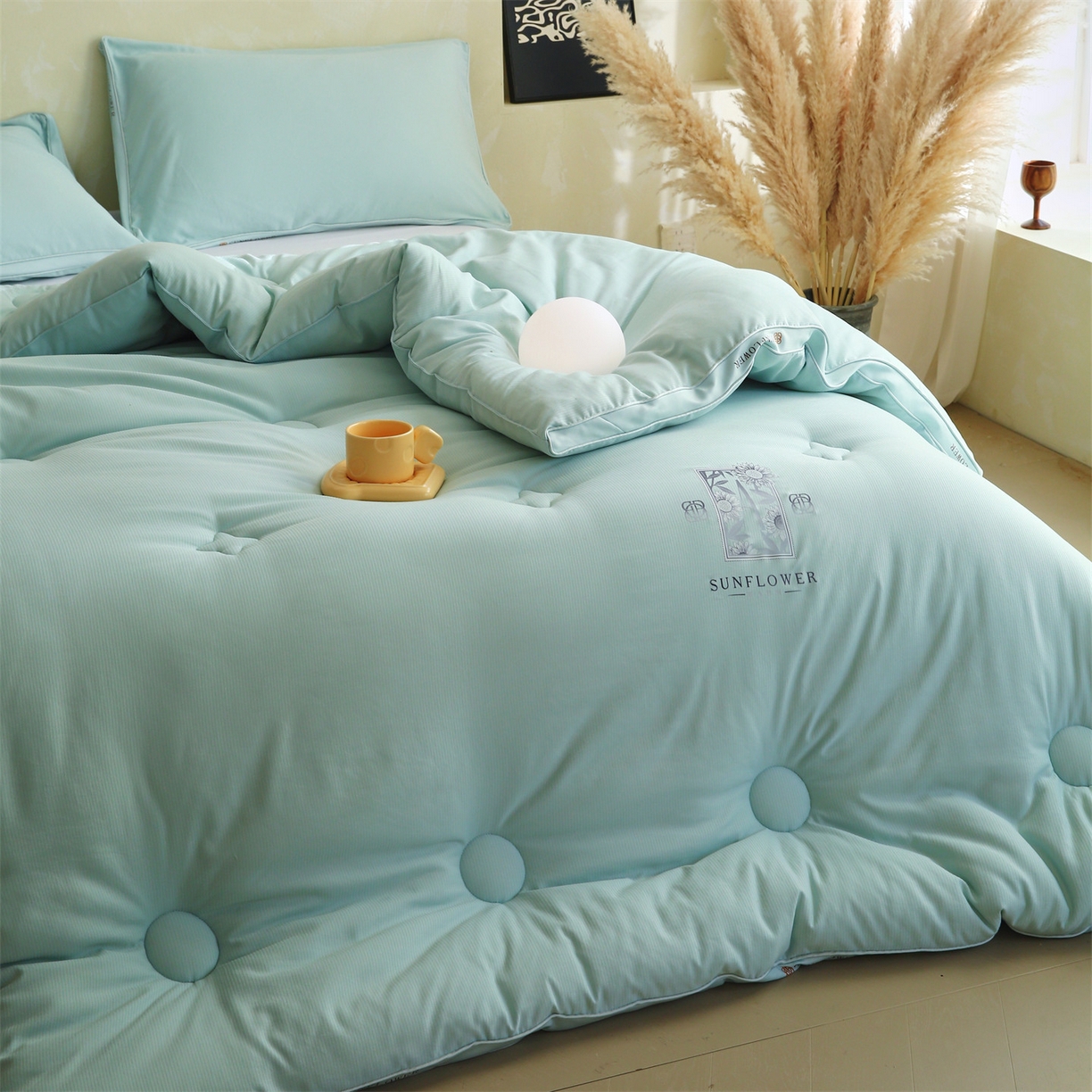 91家纺网 家纺一手货源 找家纺 宝士康家纺 2025新品10A抗菌立体向阳春秋被/冬被/被芯/跨境/外贸-金阙朝岚 金阙朝岚-绿色