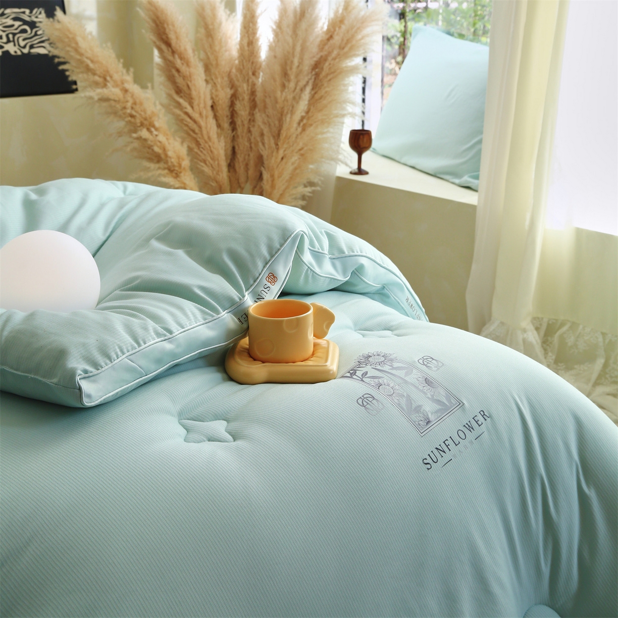 91家纺网 家纺一手货源 找家纺 宝士康家纺 2025新品10A抗菌立体向阳春秋被/冬被/被芯/跨境/外贸-金阙朝岚 金阙朝岚-绿色