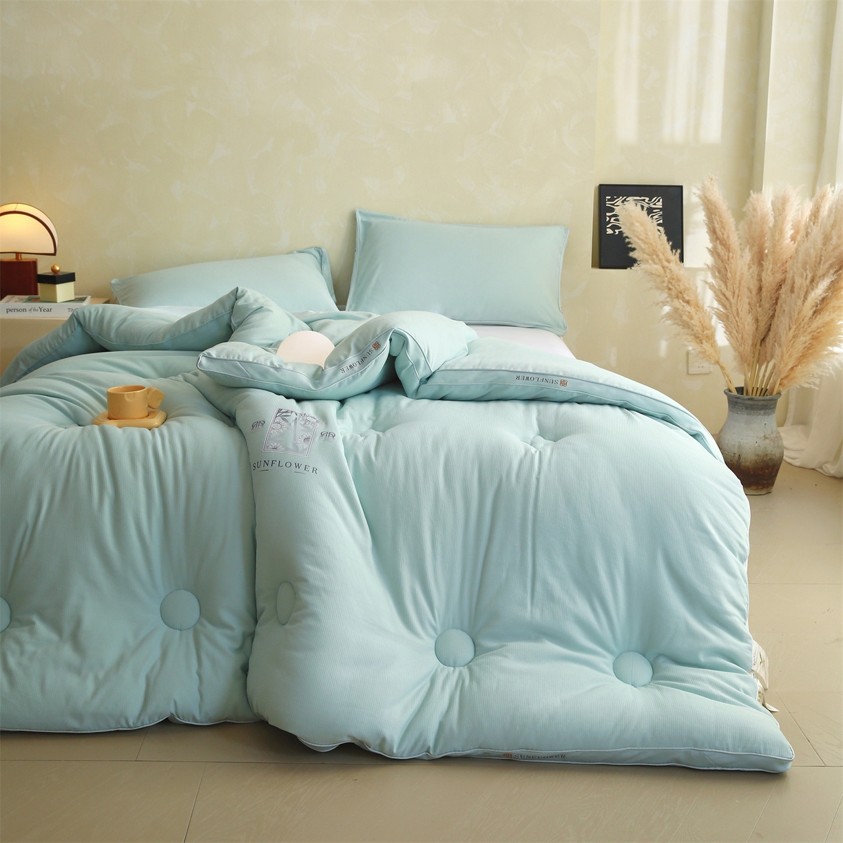 91家纺网 家纺一手货源 找家纺 宝士康家纺 2025新品10A抗菌立体向阳春秋被/冬被/被芯/跨境/外贸-金阙朝岚 金阙朝岚-绿色