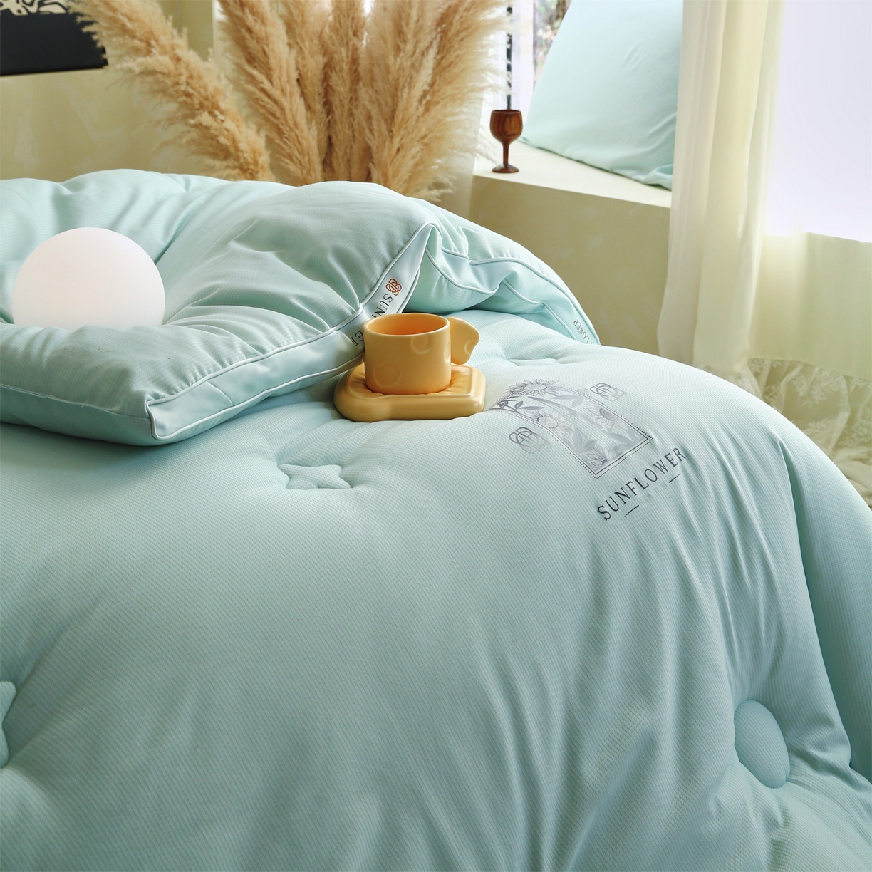 91家纺网 家纺一手货源 找家纺 宝士康家纺 2025新品10A抗菌立体向阳春秋被/冬被/被芯/跨境/外贸-金阙朝岚 金阙朝岚-绿色