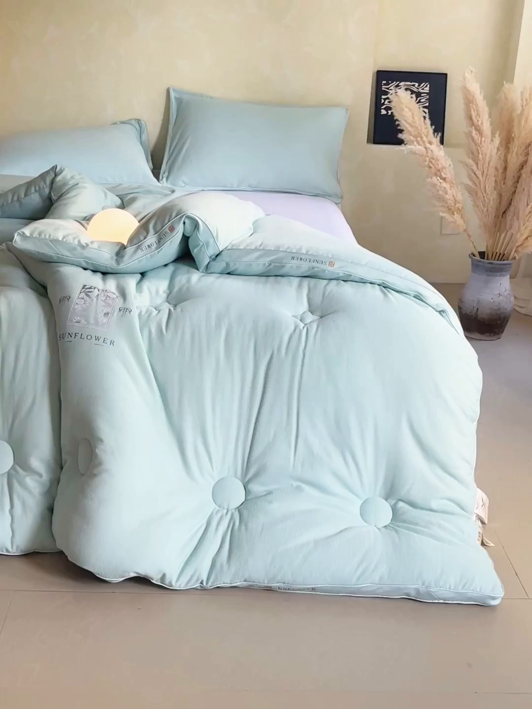 91家纺网 家纺一手货源 找家纺 宝士康家纺 2025新品10A抗菌立体向阳春秋被/冬被/被芯/跨境/外贸-金阙朝岚 金阙朝岚-绿色