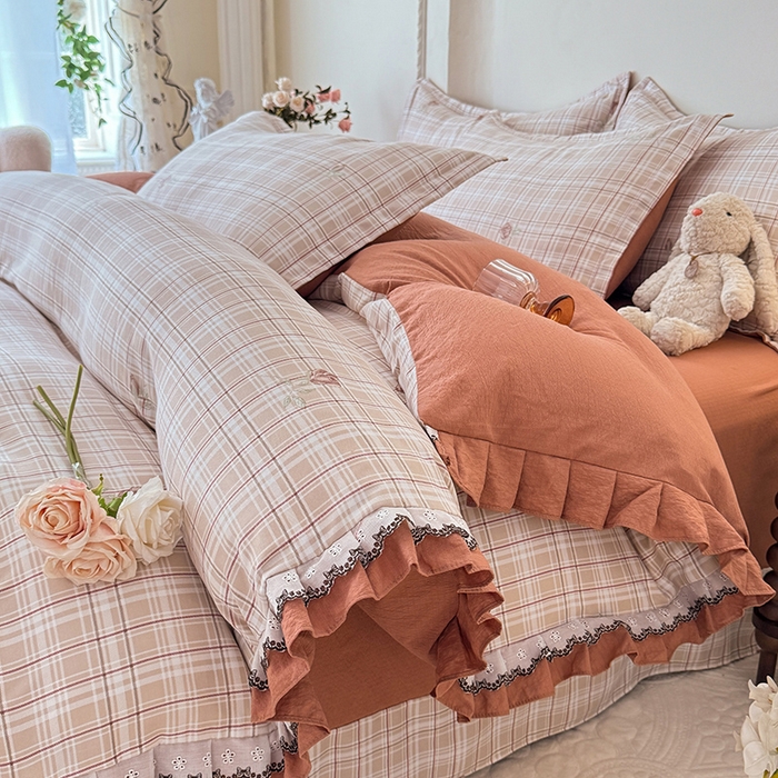 91家纺网 家纺一手货源 找家纺 （总）韩约家纺 2025秋冬加厚1双层刺绣花边床单款棉麻四件套