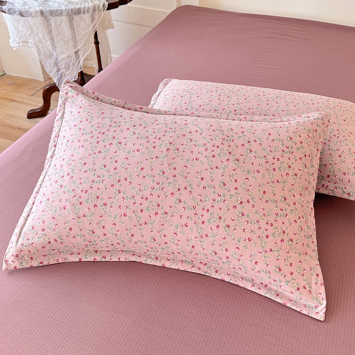 91家纺网 家纺一手货源 找家纺 韩约家纺 2025秋冬加厚1双层刺绣花边床单款棉麻四件套 樱樱季