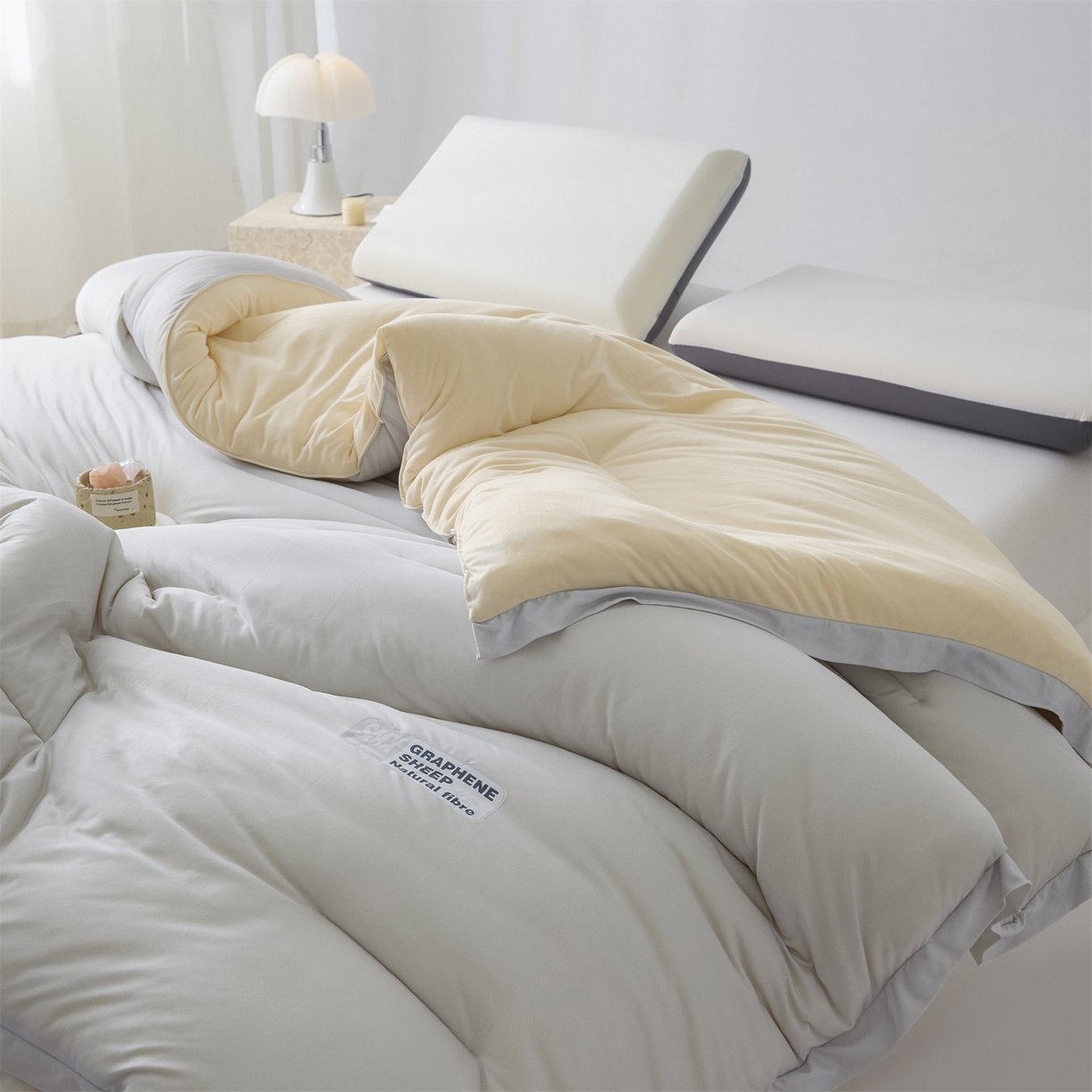 91家纺网 家纺一手货源 找家纺 宝士康家纺 2025新品亚朵同款双盖春秋被/被芯/跨境/外贸-墨烯引力 墨烯引力-浅灰