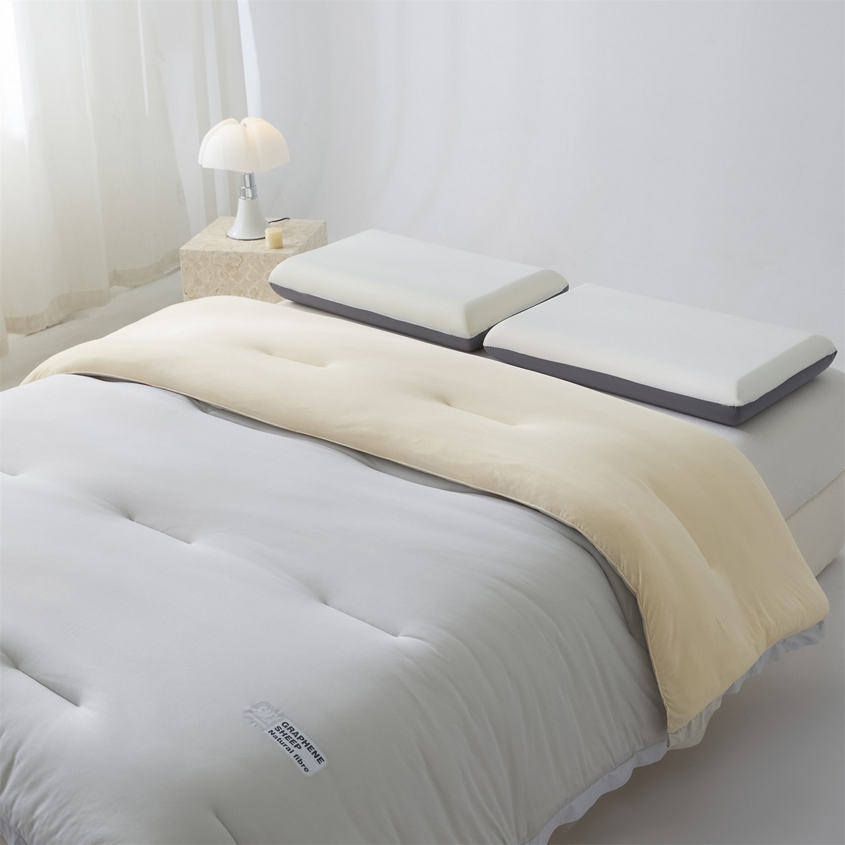 91家纺网 家纺一手货源 找家纺 宝士康家纺 2025新品亚朵同款双盖春秋被/被芯/跨境/外贸-墨烯引力 墨烯引力-浅灰