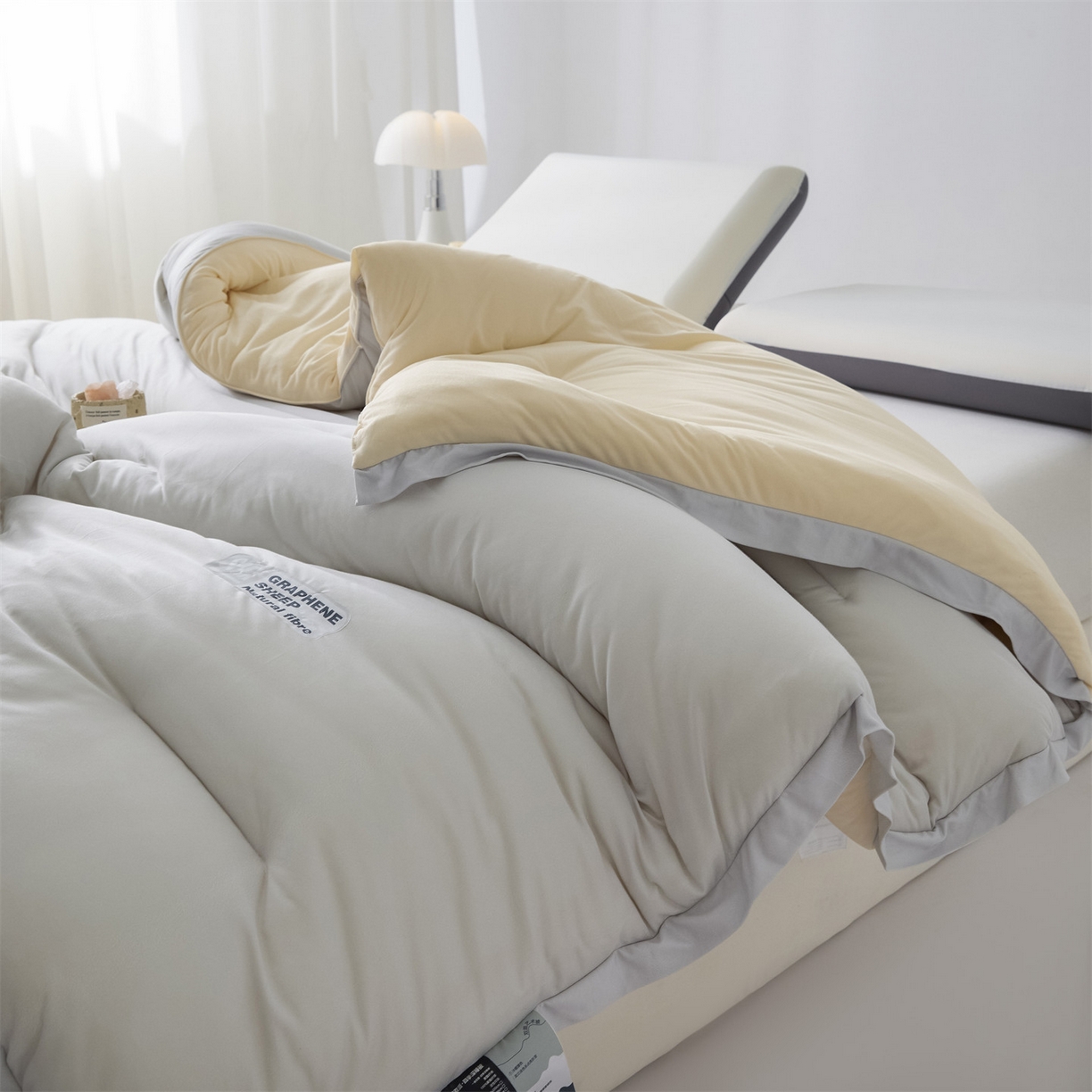 91家纺网 家纺一手货源 找家纺 宝士康家纺 2025新品亚朵同款双盖春秋被/被芯/跨境/外贸-墨烯引力 墨烯引力-浅灰