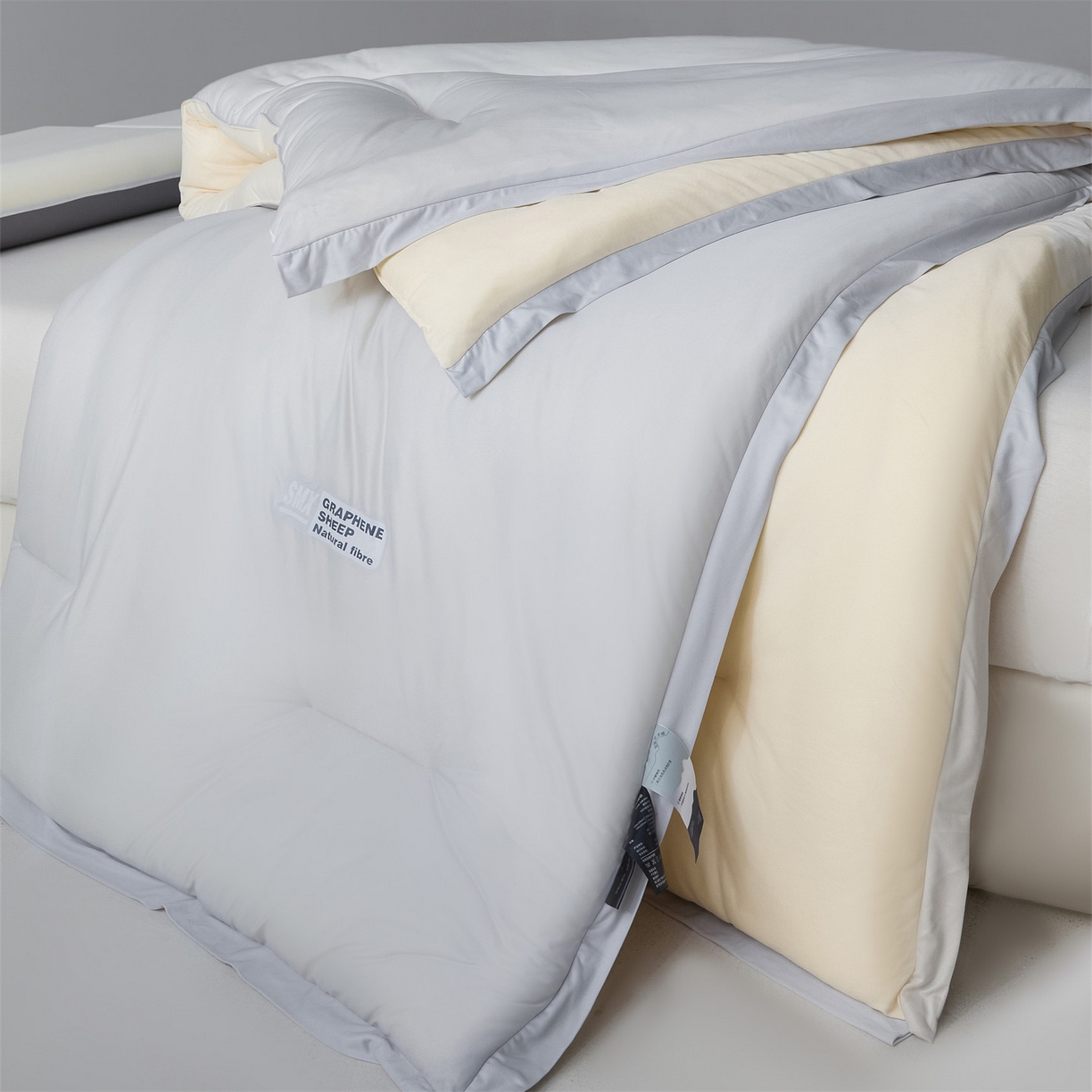 91家纺网 家纺一手货源 找家纺 宝士康家纺 2025新品亚朵同款双盖春秋被/被芯/跨境/外贸-墨烯引力 墨烯引力-浅灰