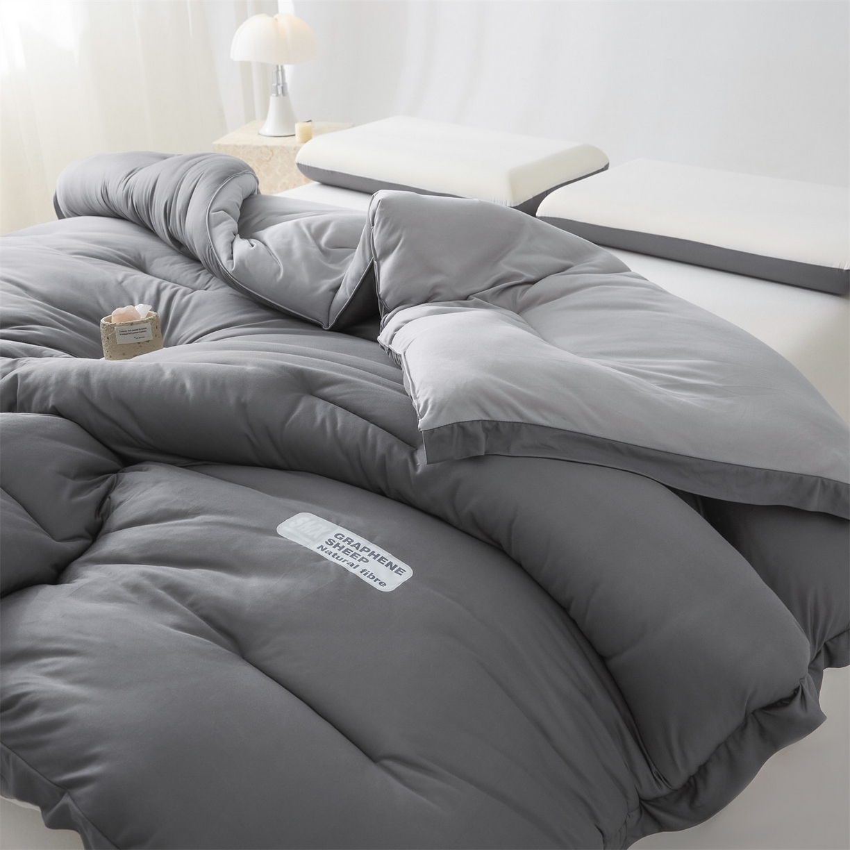 91家纺网 家纺一手货源 找家纺 宝士康家纺 2025新品亚朵同款双盖春秋被/被芯/跨境/外贸-墨烯引力 墨烯引力-灰色