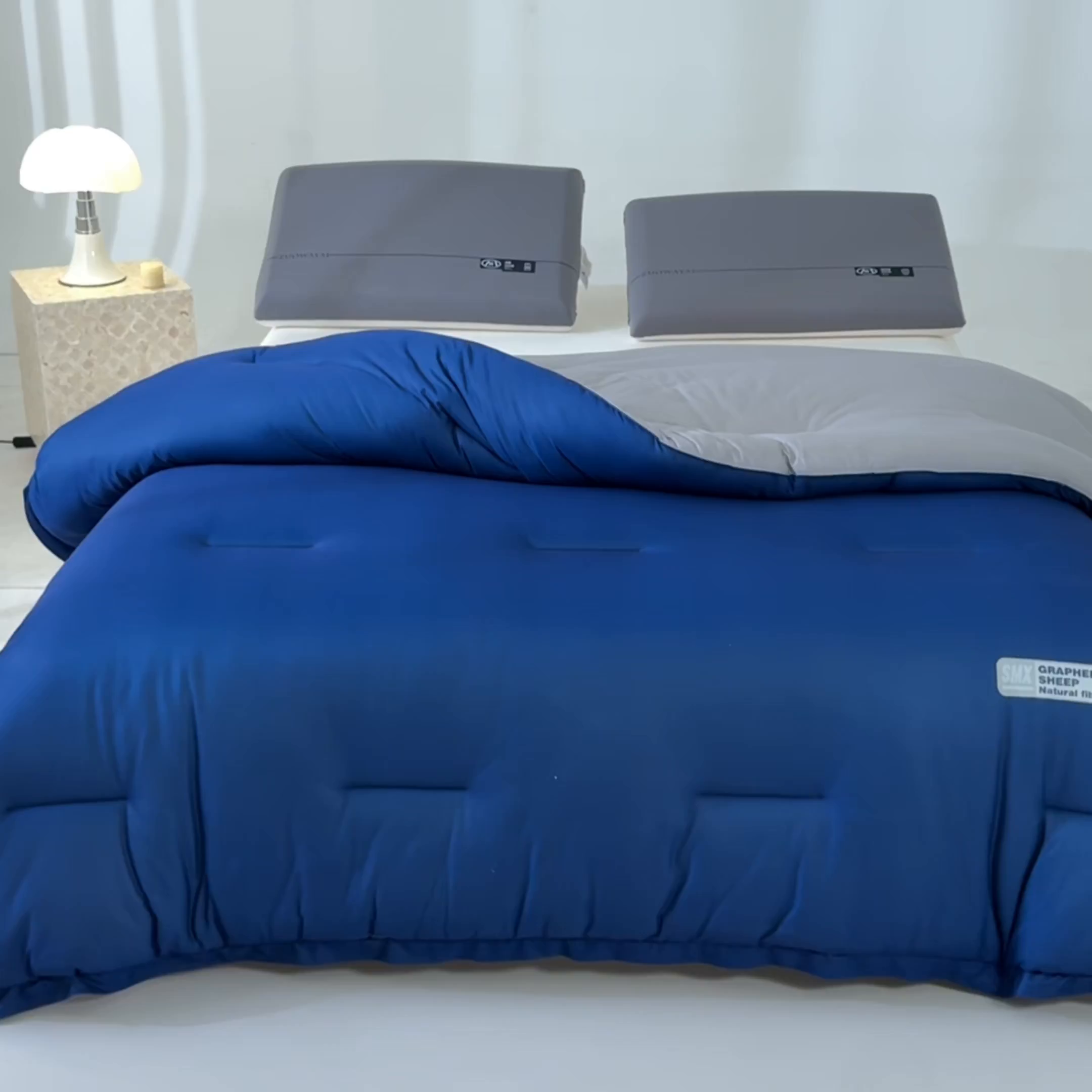 91家纺网 家纺一手货源 找家纺 宝士康家纺 2025新品亚朵同款双盖春秋被/被芯/跨境/外贸-墨烯引力 墨烯引力-深蓝