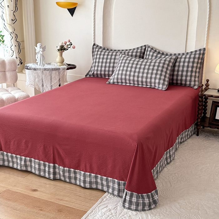 91家纺网 家纺一手货源 找家纺 韩约家纺 2025秋冬加厚1双层刺绣花边床单款棉麻四件套 格调