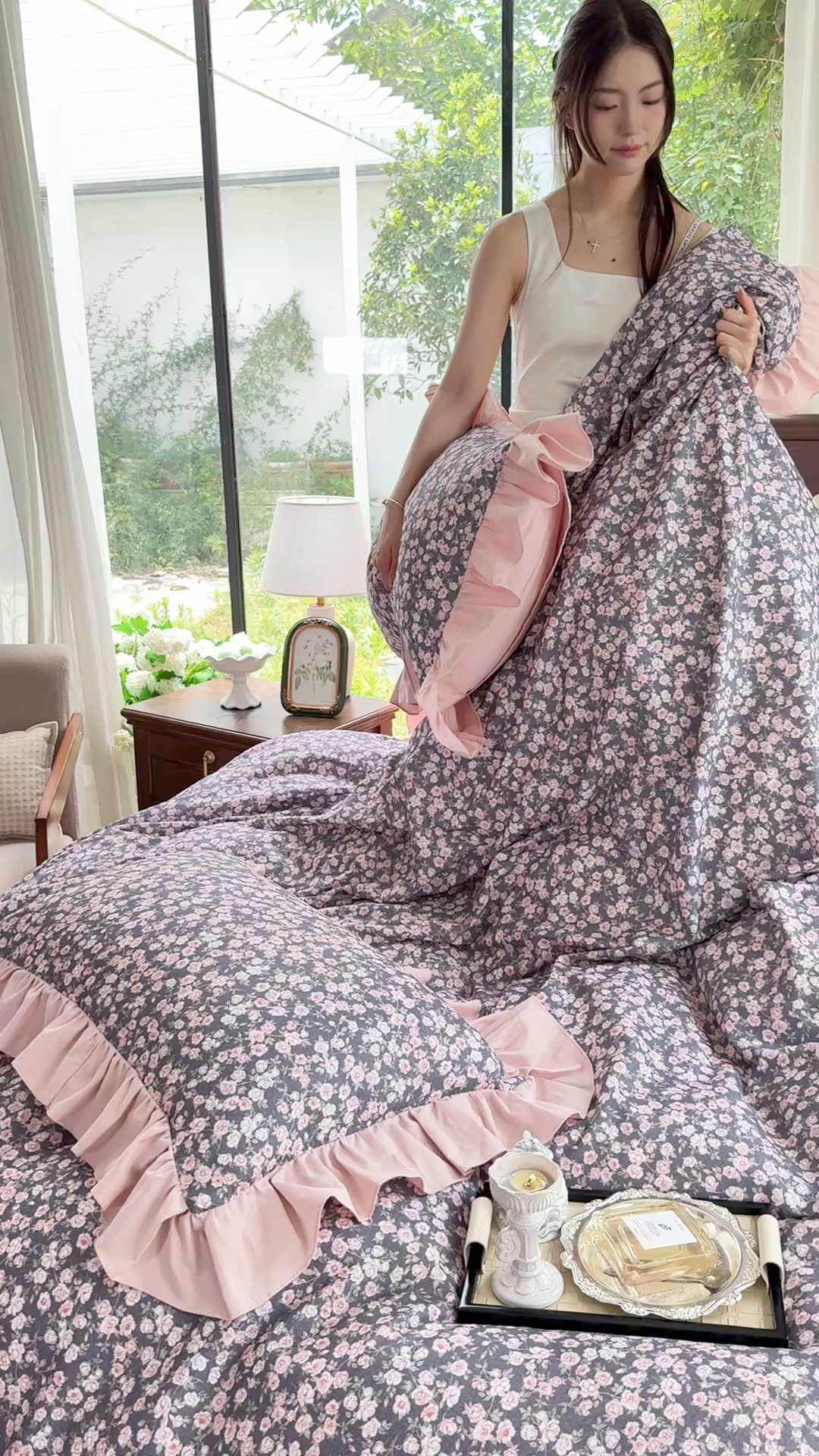 91家纺网 家纺一手货源 找家纺 （总）由丽家纺 2025新款法式花边款全棉纯棉磨毛四件套