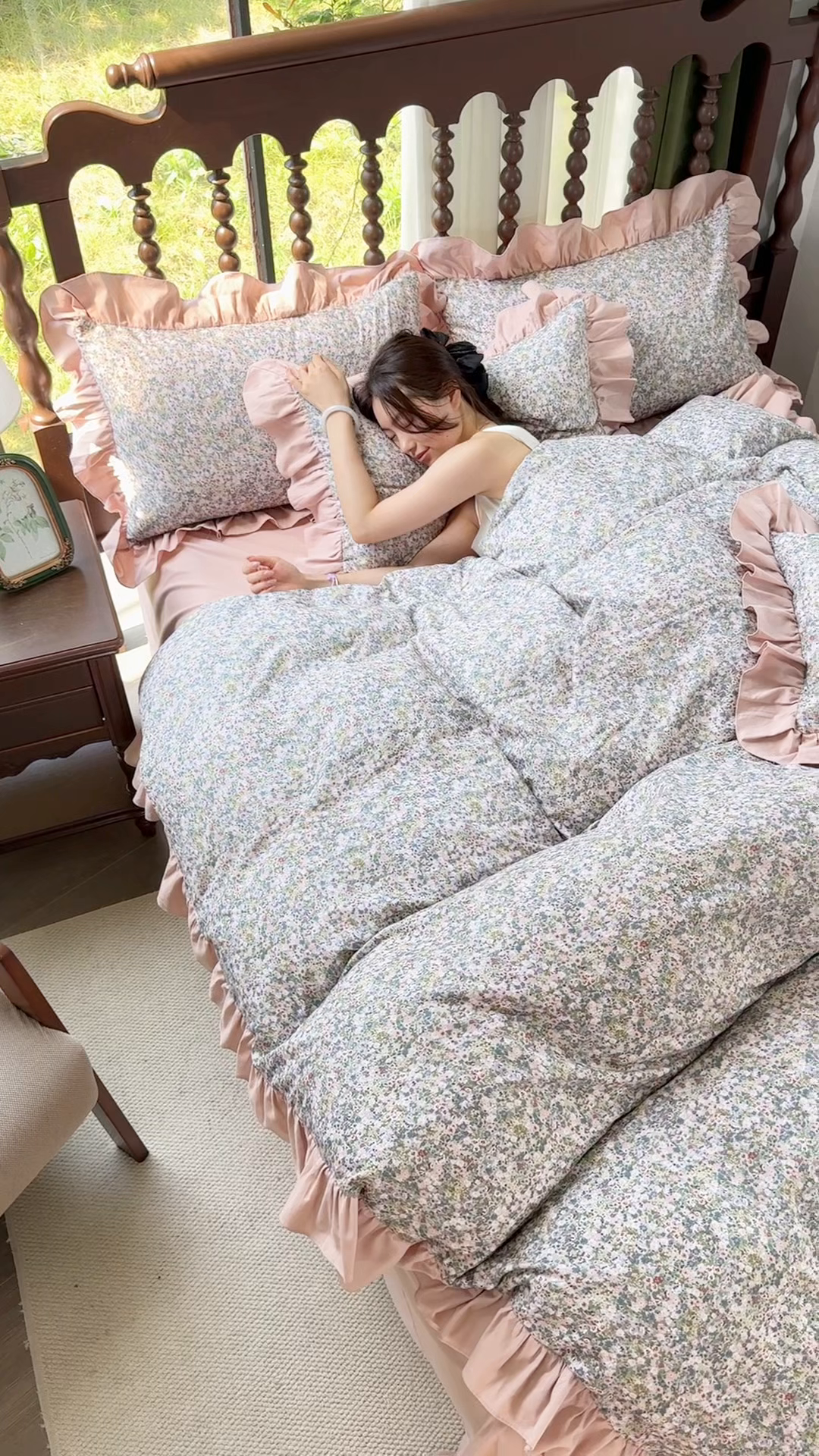 91家纺网 家纺一手货源 找家纺 （总）由丽家纺 2025新款法式花边款全棉纯棉磨毛四件套