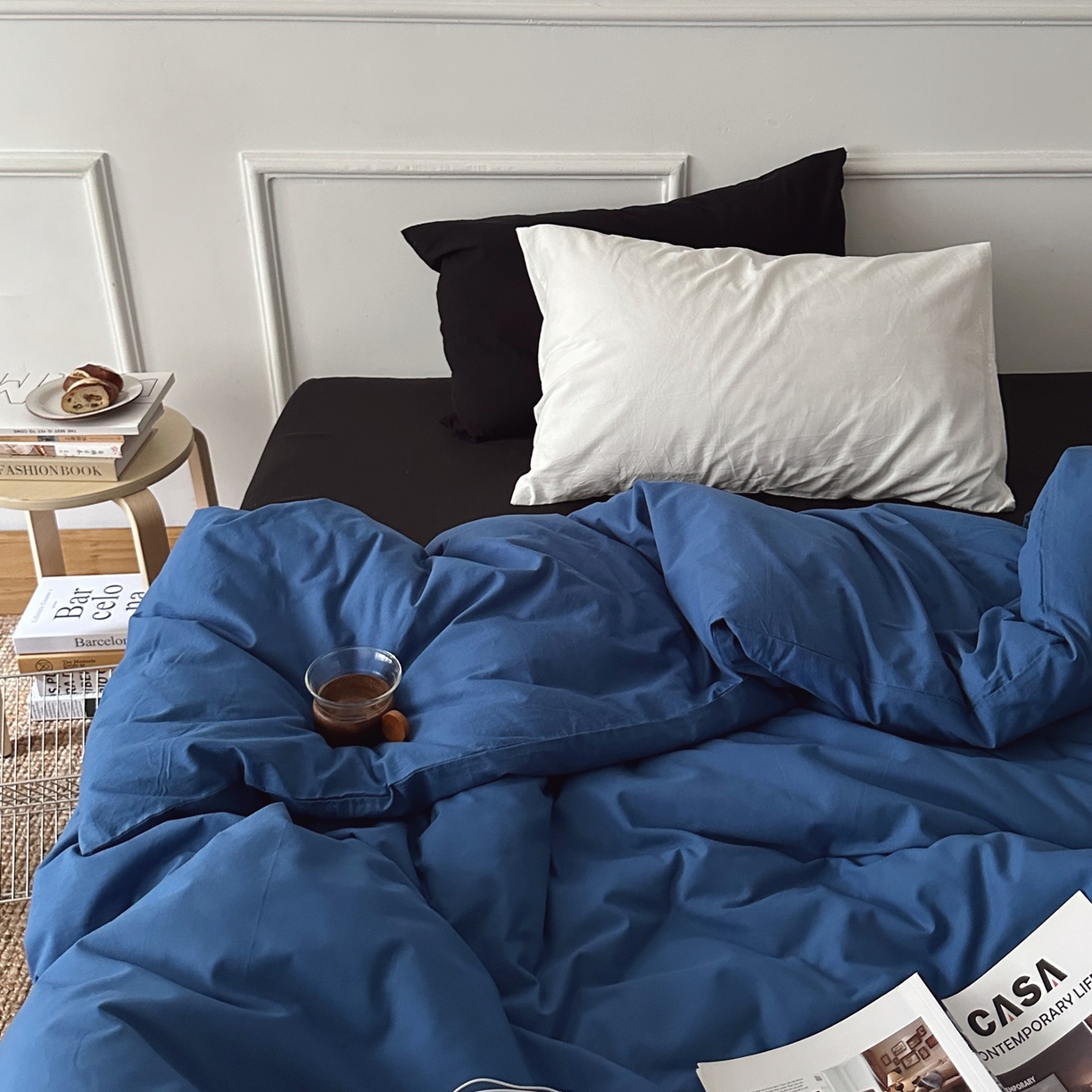 柚可家居 2025新款40支色织水洗棉四件套-深海秘境第二组 深海秘境（枕套白色+黑色）