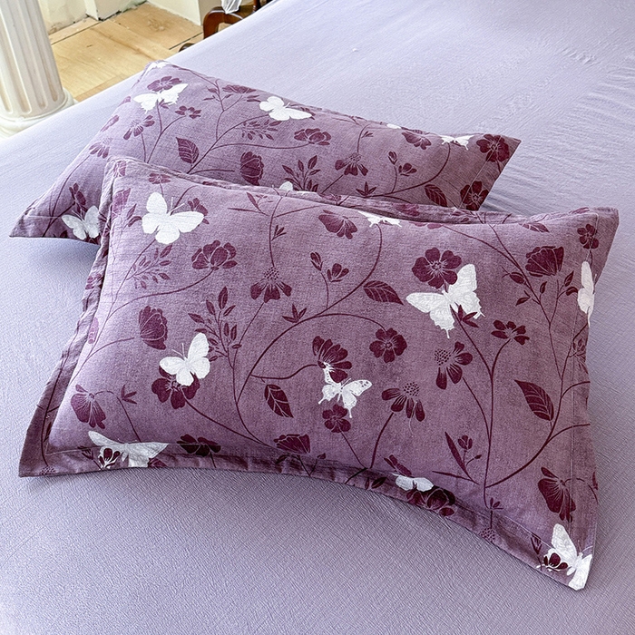 91家纺网 家纺一手货源 找家纺 韩约家纺 2025秋冬加厚1双层刺绣花边床单款棉麻四件套 雨蝶