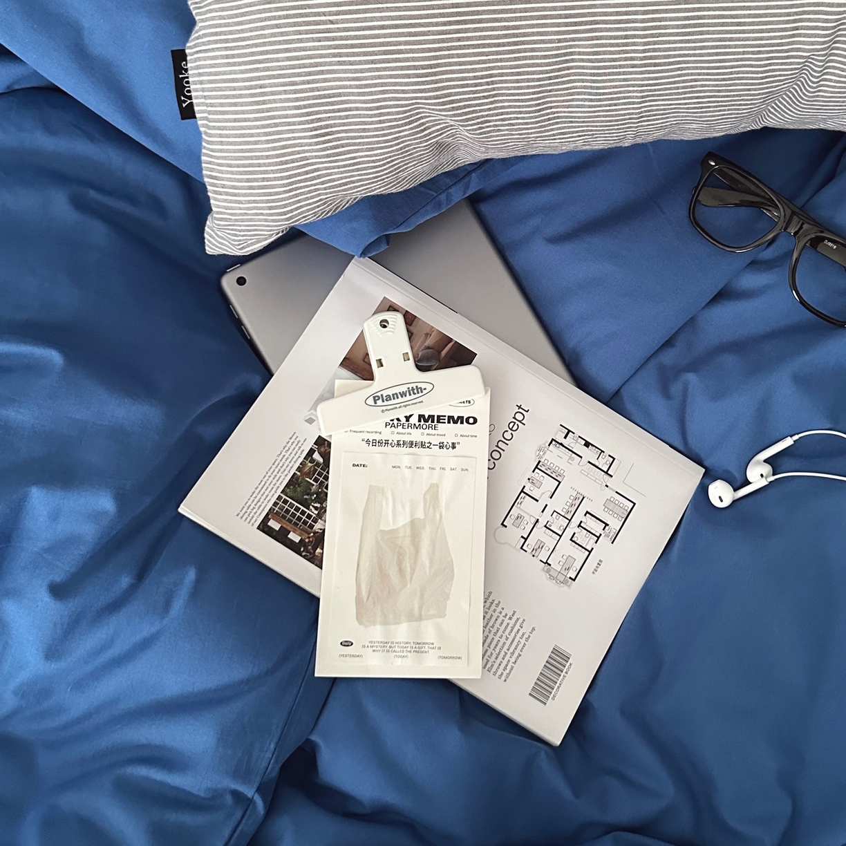 91家纺网 家纺一手货源 找家纺 柚可家居 2025新款40支色织水洗棉四件套-深海秘境第二组 深海秘境（枕套细灰条纹+白色）