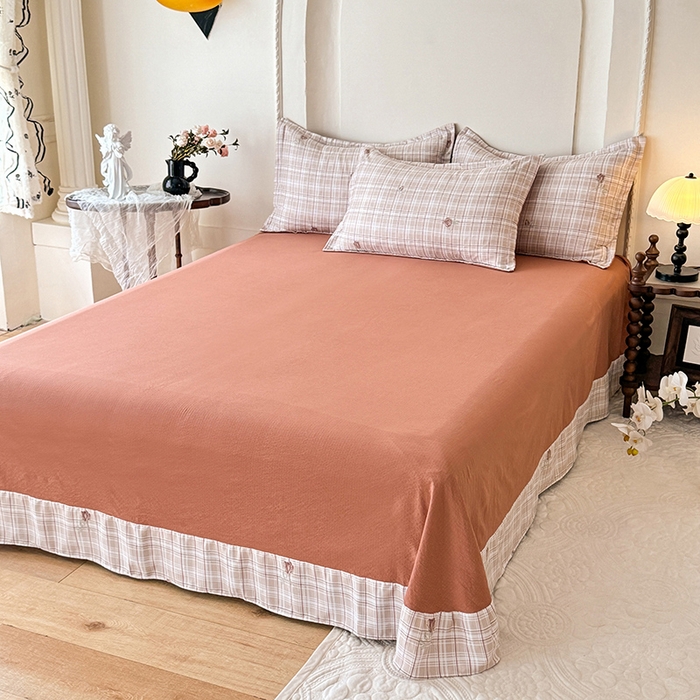 91家纺网 家纺一手货源 找家纺 韩约家纺 2025秋冬加厚1双层刺绣花边床单款棉麻四件套 约定