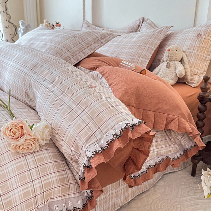 91家纺网 家纺一手货源 找家纺 韩约家纺 2025秋冬加厚1双层刺绣花边床单款棉麻四件套 约定