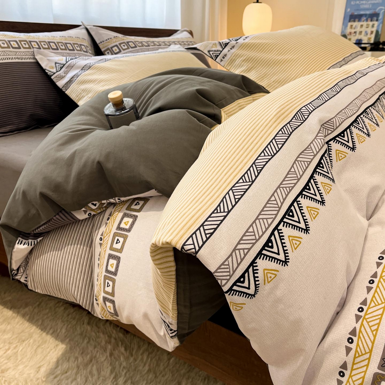 91家纺网 家纺一手货源 找家纺 涵宸家纺 2025新款加厚全棉磨毛印花四件套--罗马系列 场景二 D西尔