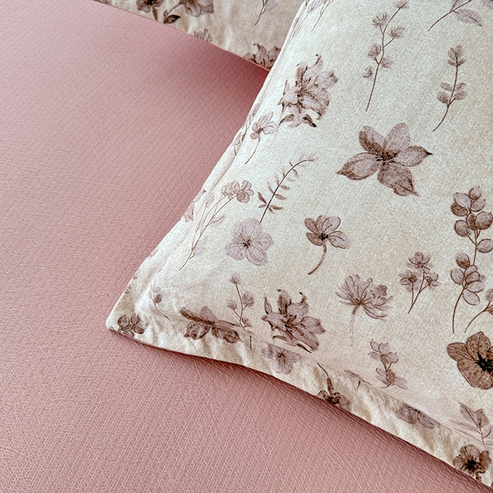 91家纺网 家纺一手货源 找家纺 韩约家纺 2025秋冬加厚1双层刺绣花边床单款棉麻四件套 云絮