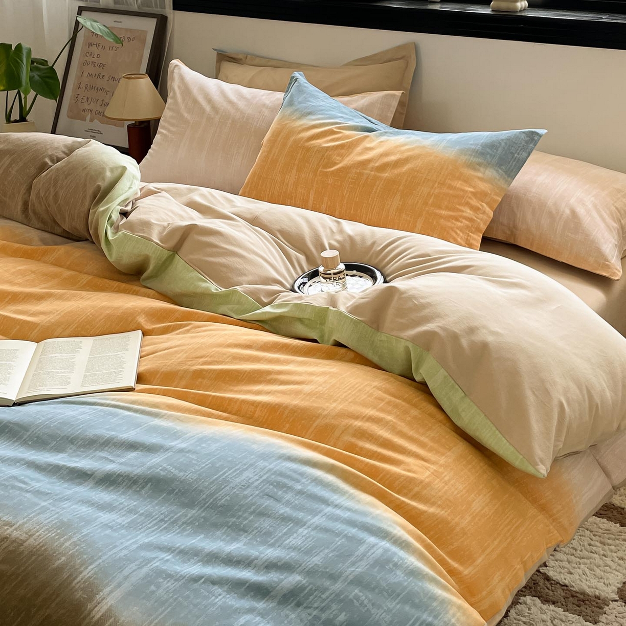 91家纺网 家纺一手货源 找家纺 涵宸家纺 2025新款加厚全棉磨毛印花四件套--罗马系列 场景二 D妙染