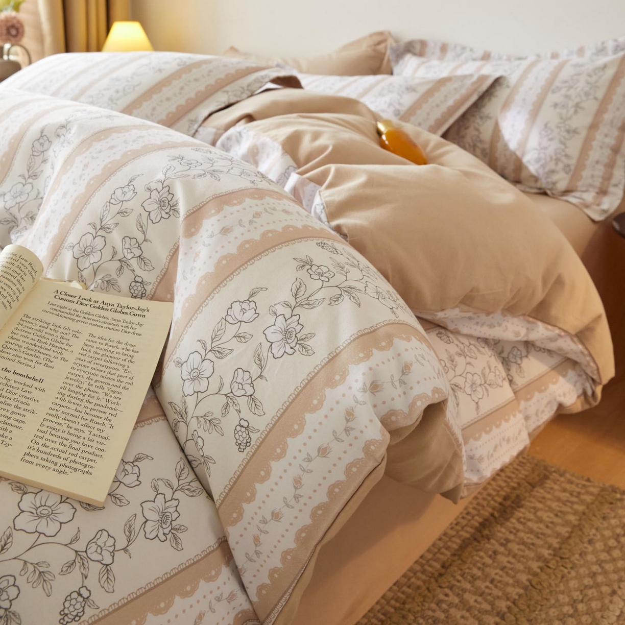 91家纺网 家纺一手货源 找家纺 涵宸家纺 2025新款加厚全棉磨毛印花四件套--罗马系列 场景二 F春晴