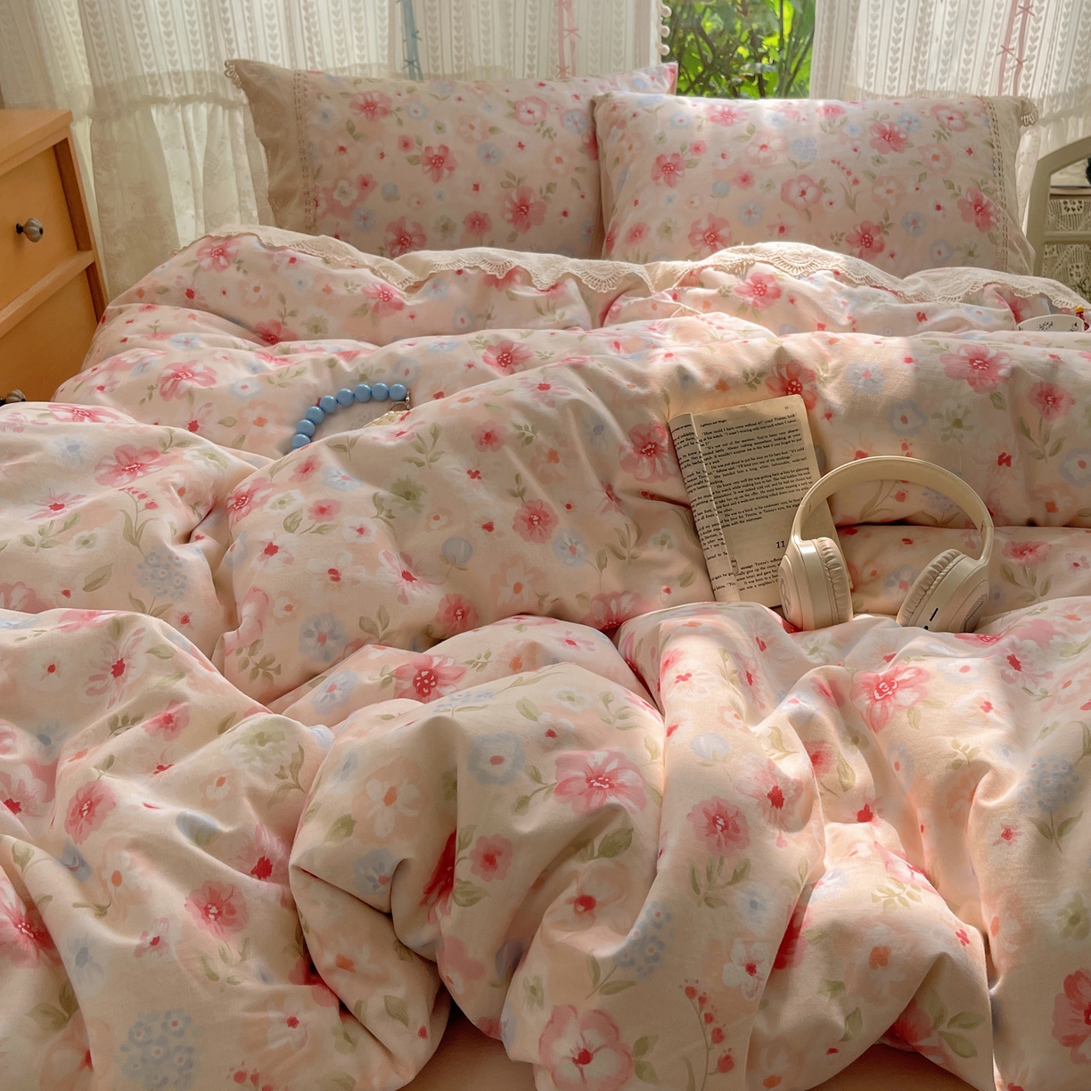 91家纺网 家纺一手货源 找家纺 （总）雅居纺家纺 2025新款全棉纯棉韩版花边磨毛四件套