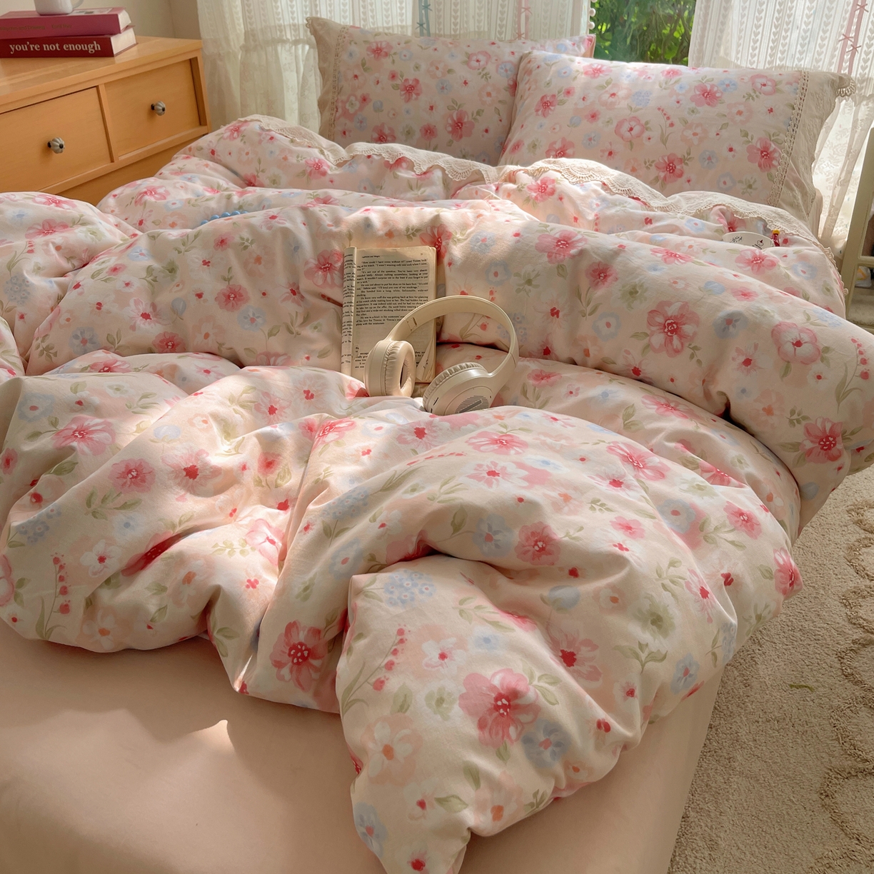 91家纺网 家纺一手货源 找家纺 （总）雅居纺家纺 2025新款全棉纯棉韩版花边磨毛四件套