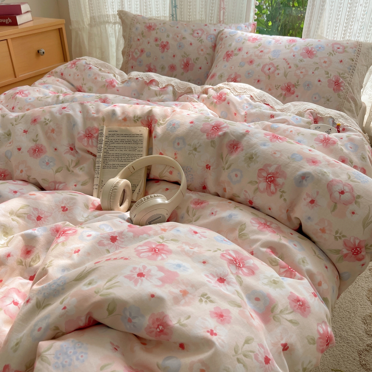 91家纺网 家纺一手货源 找家纺 （总）雅居纺家纺 2025新款全棉纯棉韩版花边磨毛四件套