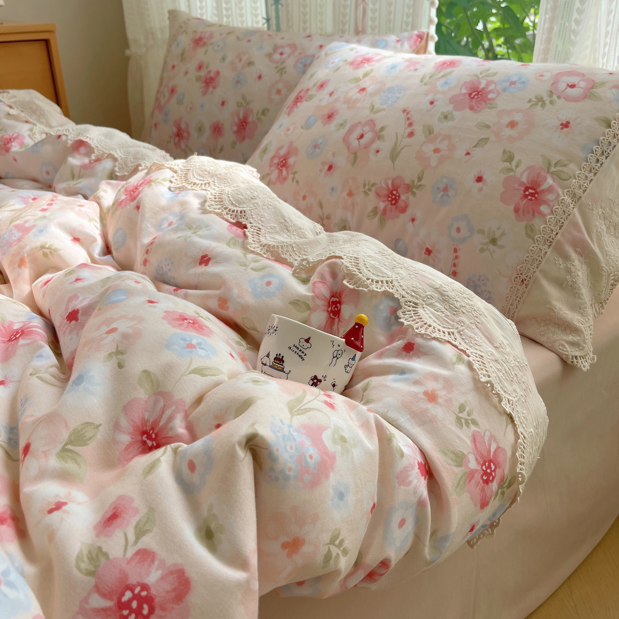 91家纺网 家纺一手货源 找家纺 （总）雅居纺家纺 2025新款全棉纯棉韩版花边磨毛四件套