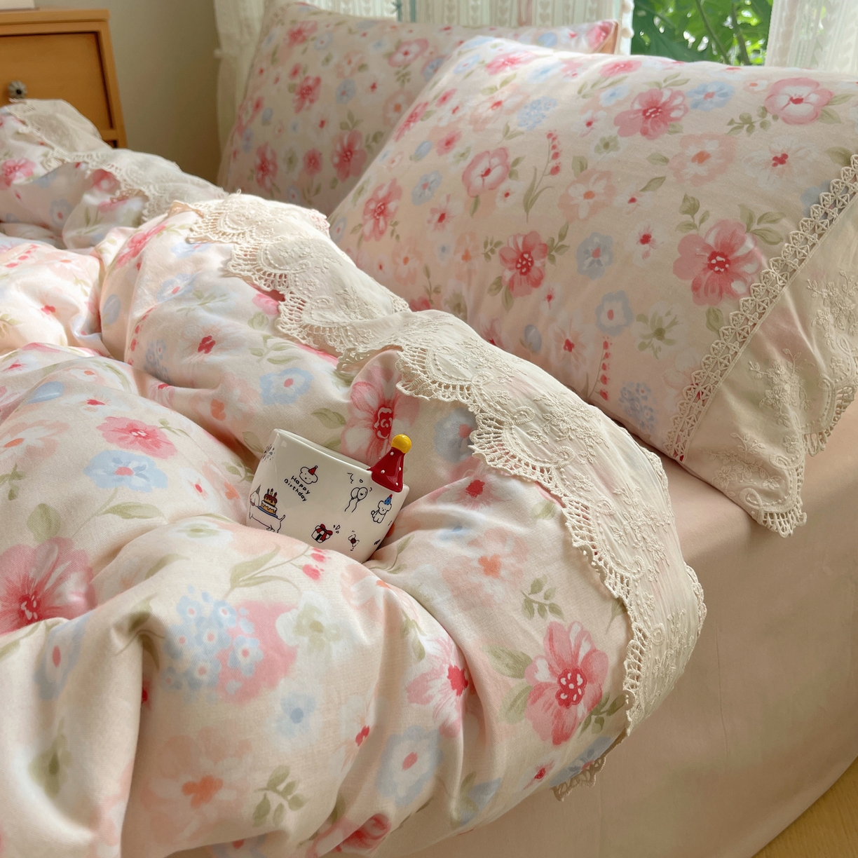 91家纺网 家纺一手货源 找家纺 （总）雅居纺家纺 2025新款全棉纯棉韩版花边磨毛四件套