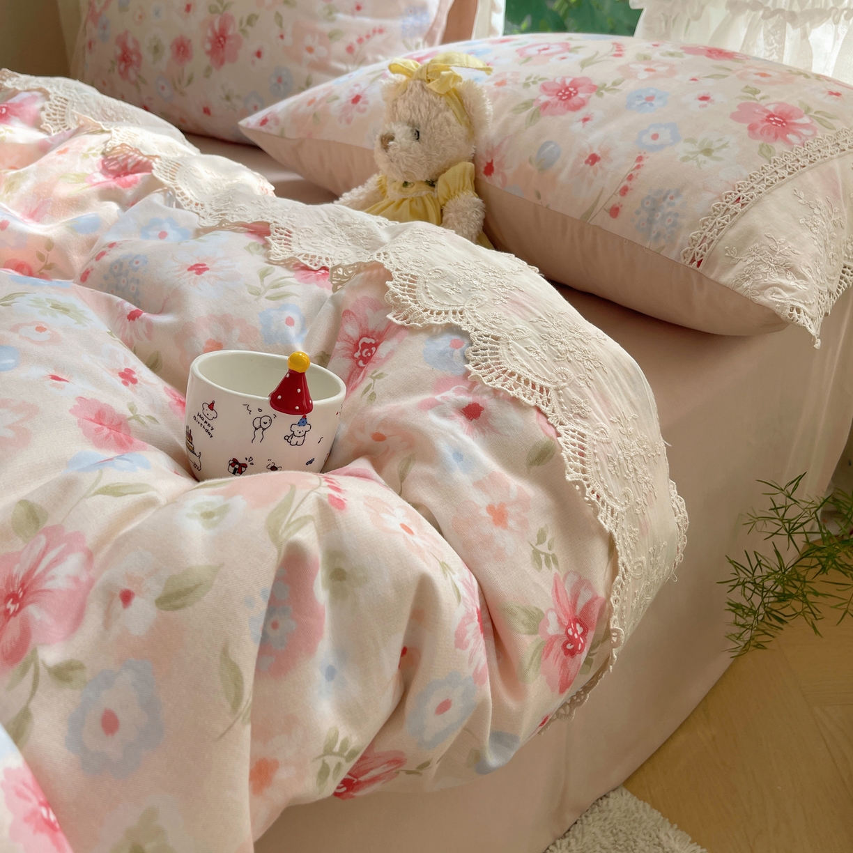 91家纺网 家纺一手货源 找家纺 （总）雅居纺家纺 2025新款全棉纯棉韩版花边磨毛四件套