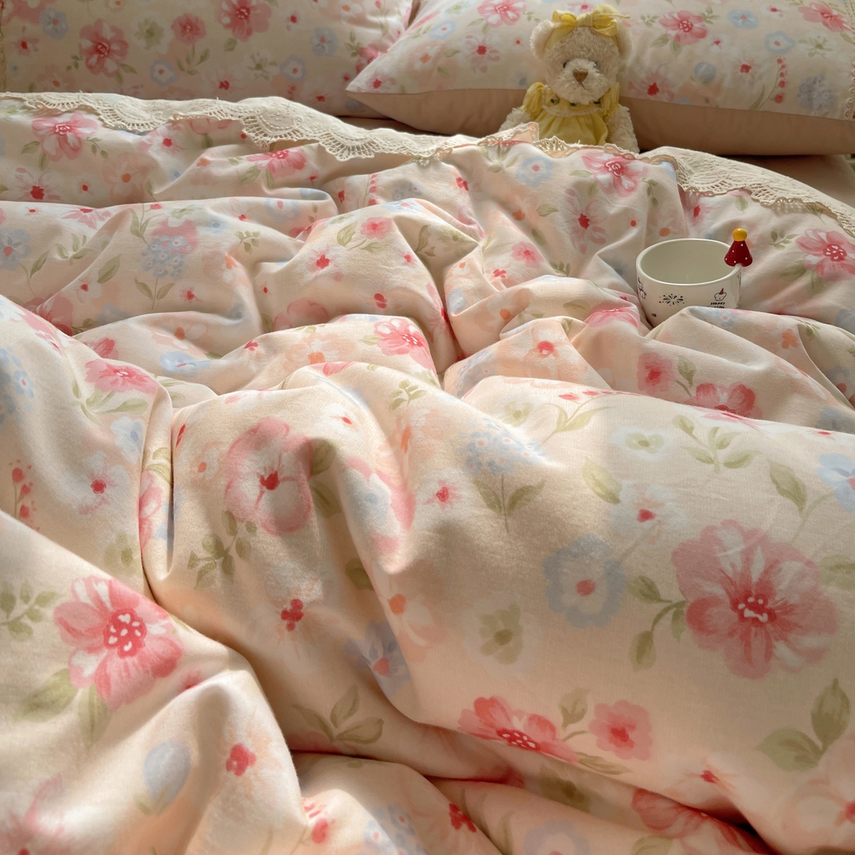 91家纺网 家纺一手货源 找家纺 （总）雅居纺家纺 2025新款全棉纯棉韩版花边磨毛四件套