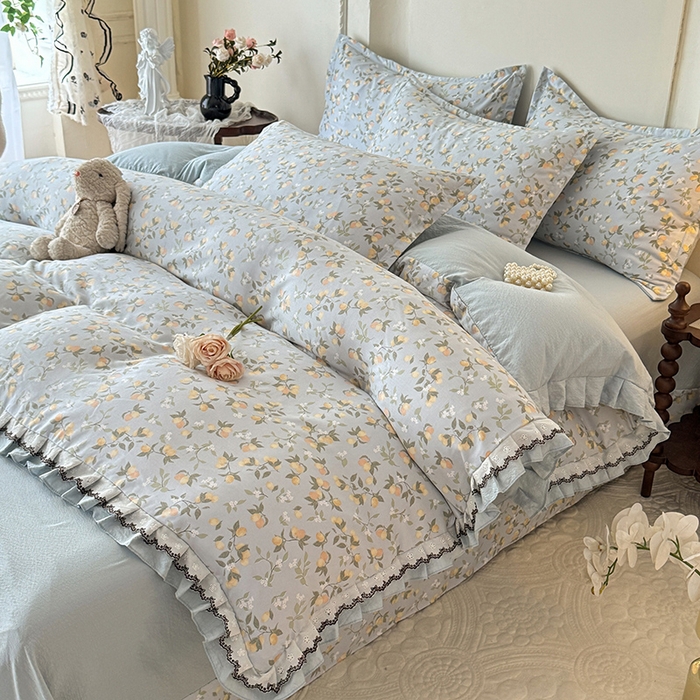 91家纺网 家纺一手货源 找家纺 （总）韩约家纺 2025秋冬加厚1双层刺绣花边床单款棉麻四件套