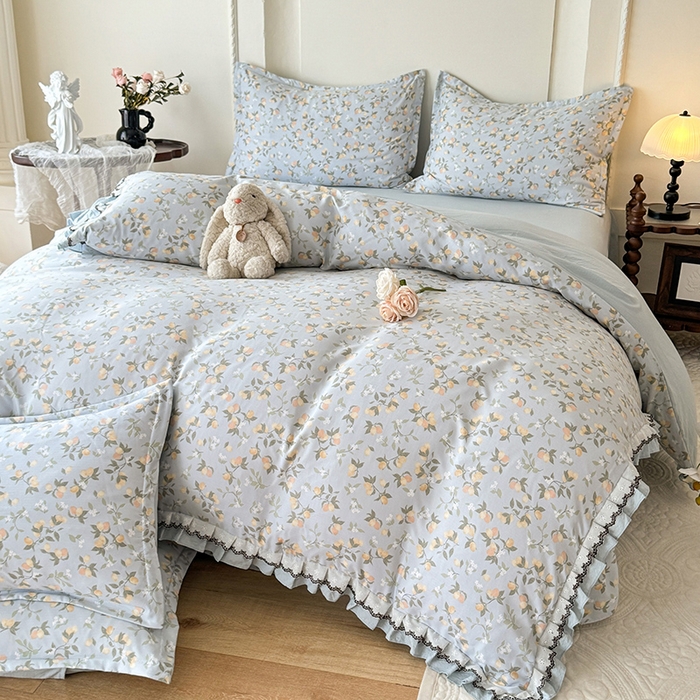 91家纺网 家纺一手货源 找家纺 （总）韩约家纺 2025秋冬加厚1双层刺绣花边床单款棉麻四件套